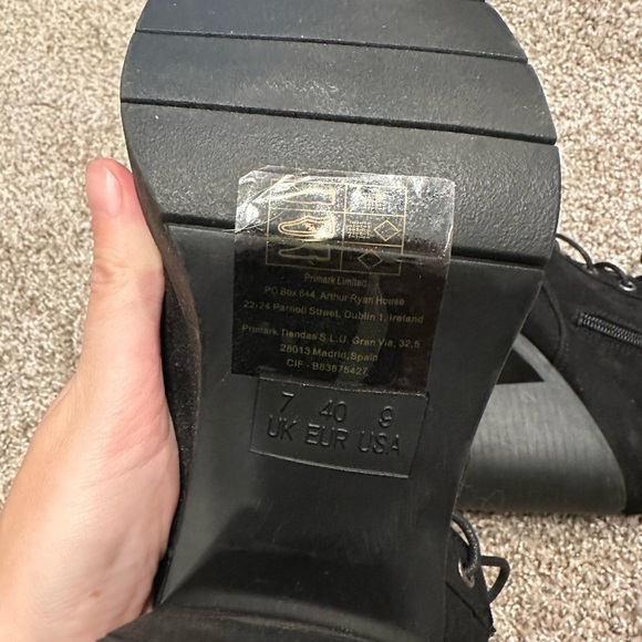 Primark Black Lace Up Heeled Boot Size 9 - Picture 2 of 7
